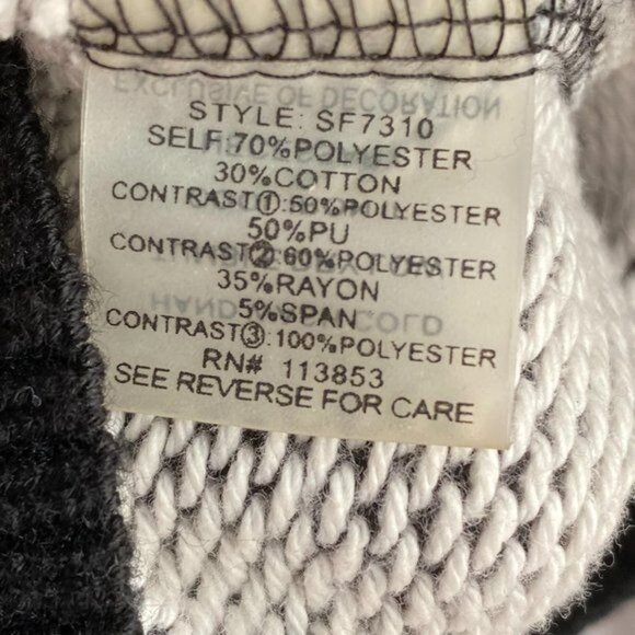 41Hawthorn Knit Tweed Moto Jacket Size L Faux Leather Trim Gray Black Full Zip - Picture 5 of 12